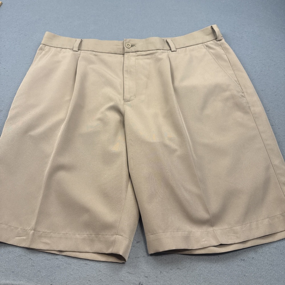 Nike Golf Shorts Mens 38 Beige Chino Pleated Fit Dry 10" Inseam Preppy Casual